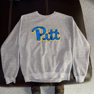 Gildan Gray Crewneck with Blue and Yellow Pitt Logo